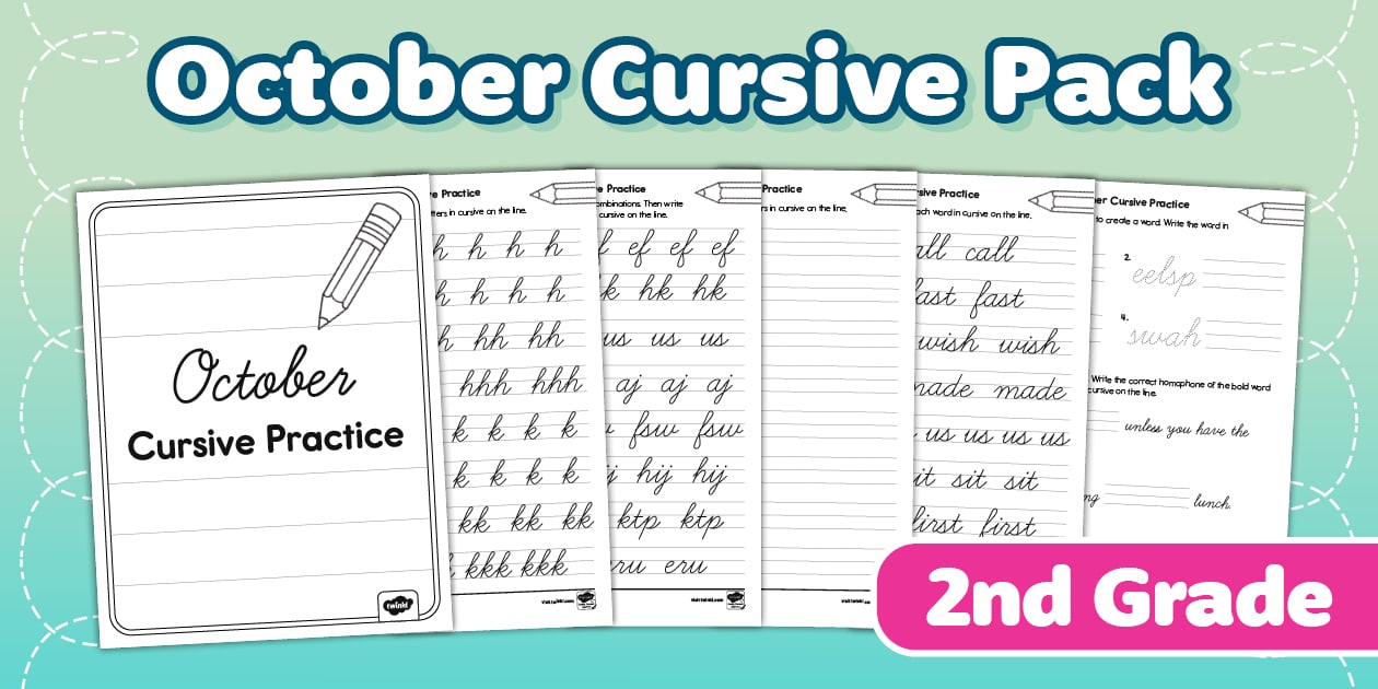 Octubre Cursive Second Grade October Cursive Practice Pack