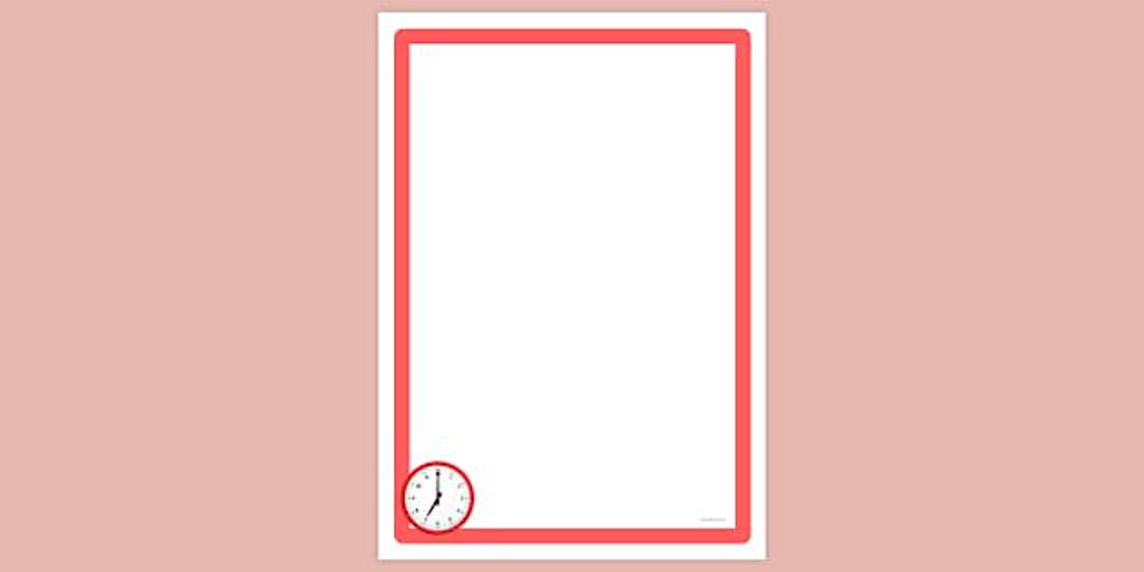 Simple Blank Clock 7am Page Border | Page Border | Twinkl