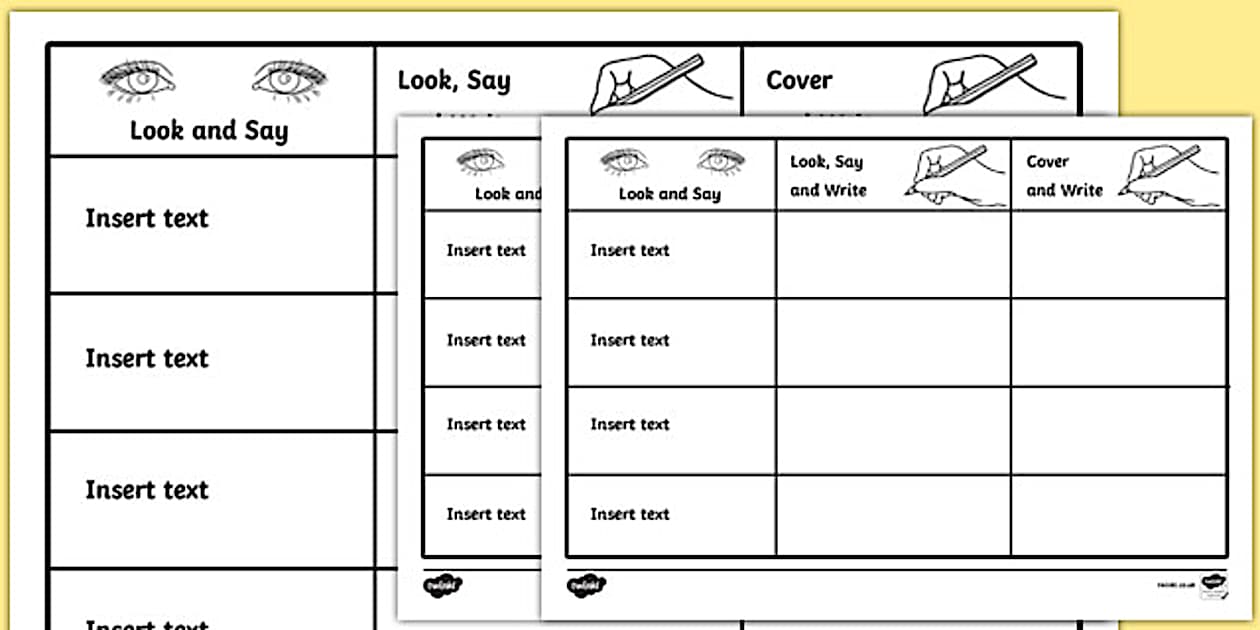 Look Say Cover and Write Spelling Worksheet / Worksheet Template ESL