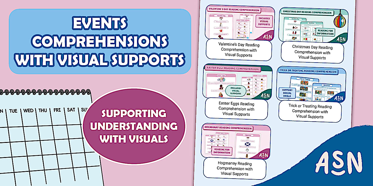 Events Reading Comprehensions with Visual Supports Pack