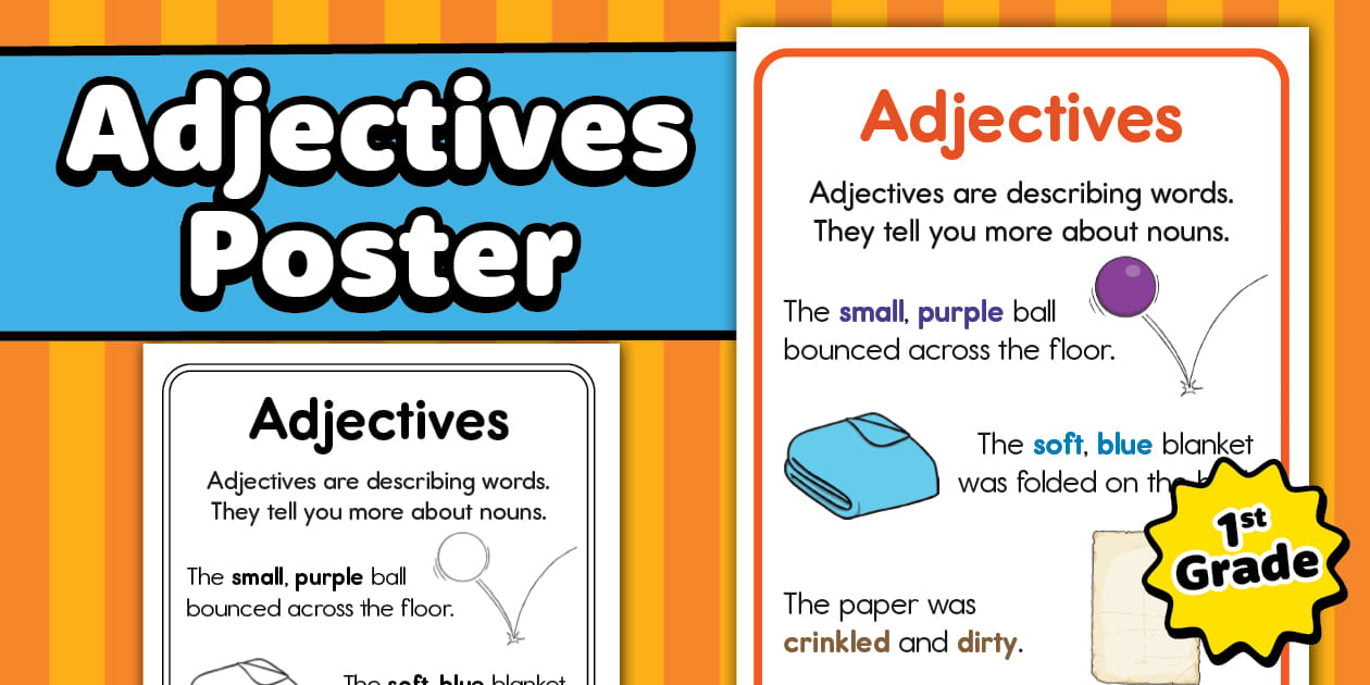First Grade Adjectives Poster (creat de profesori) - Twinkl