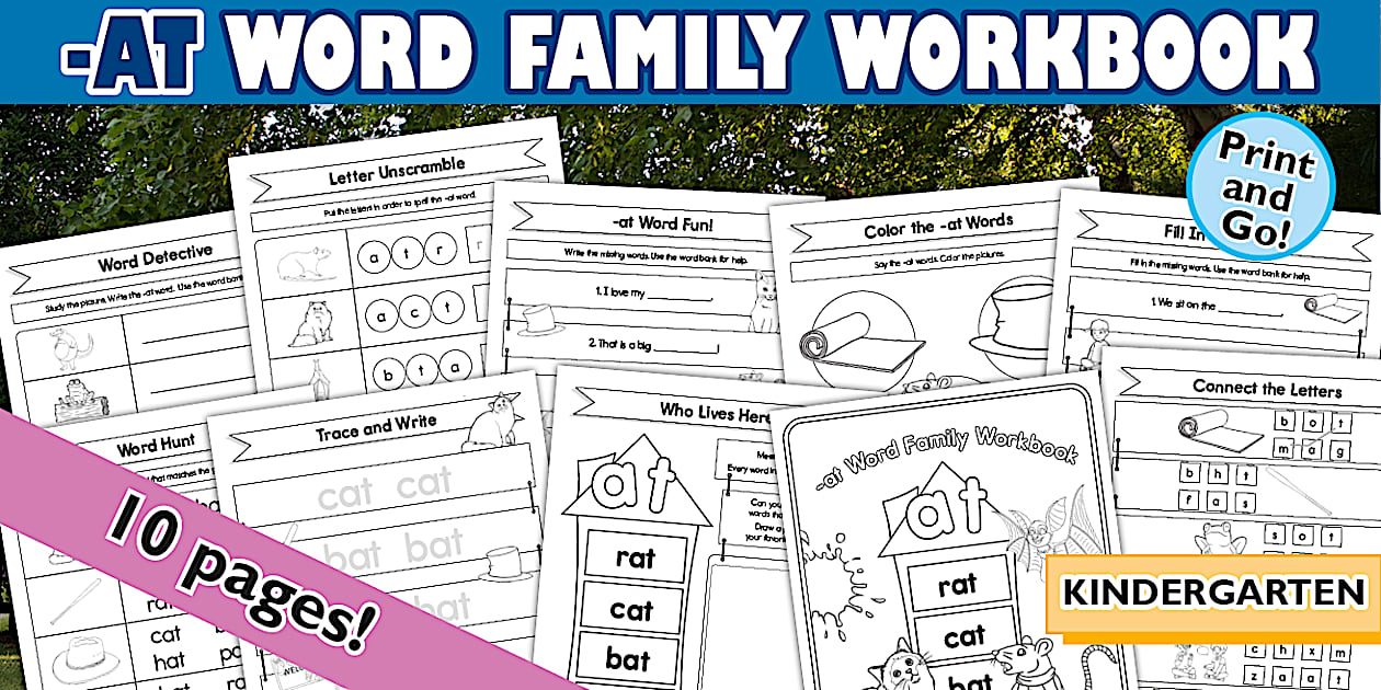 Kindergarten at Word Family Workbook (Teacher Made)