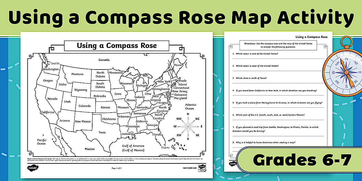 Using a Compass Rose Map Activity for 6th-7th Grade