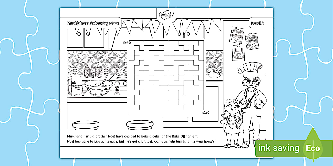 Bake Off Mindfulness Colouring Maze – L2 - Twinkl