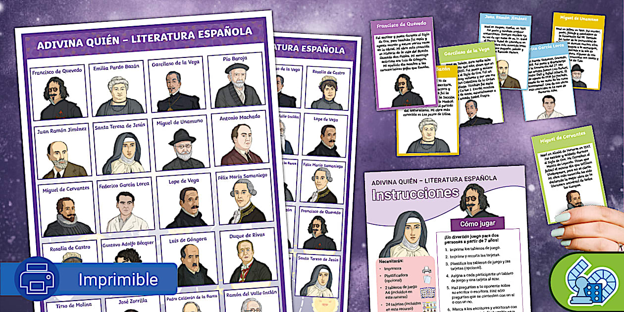 Juego de cartas: Adivina quién - Autores y autoras de la literatura ...
