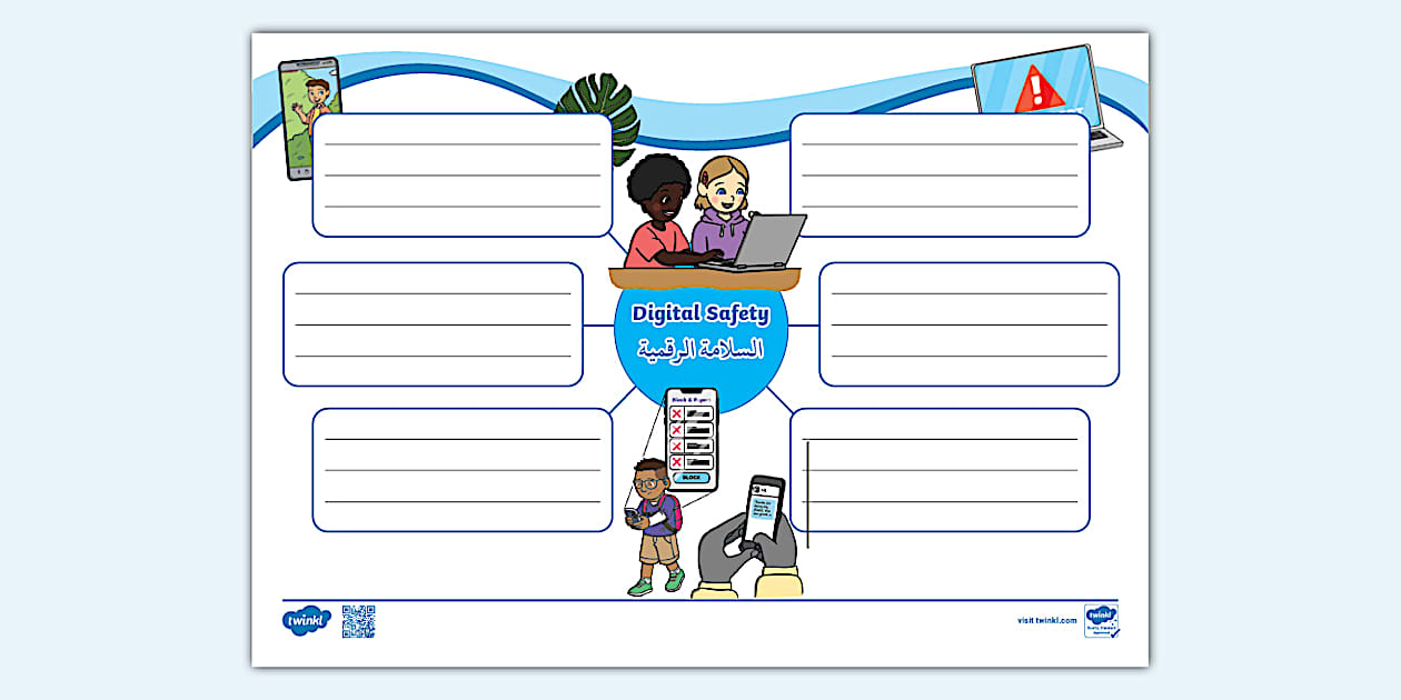 Arabic Normal Values Values Mind Map - Digital Safety - Arabic/English