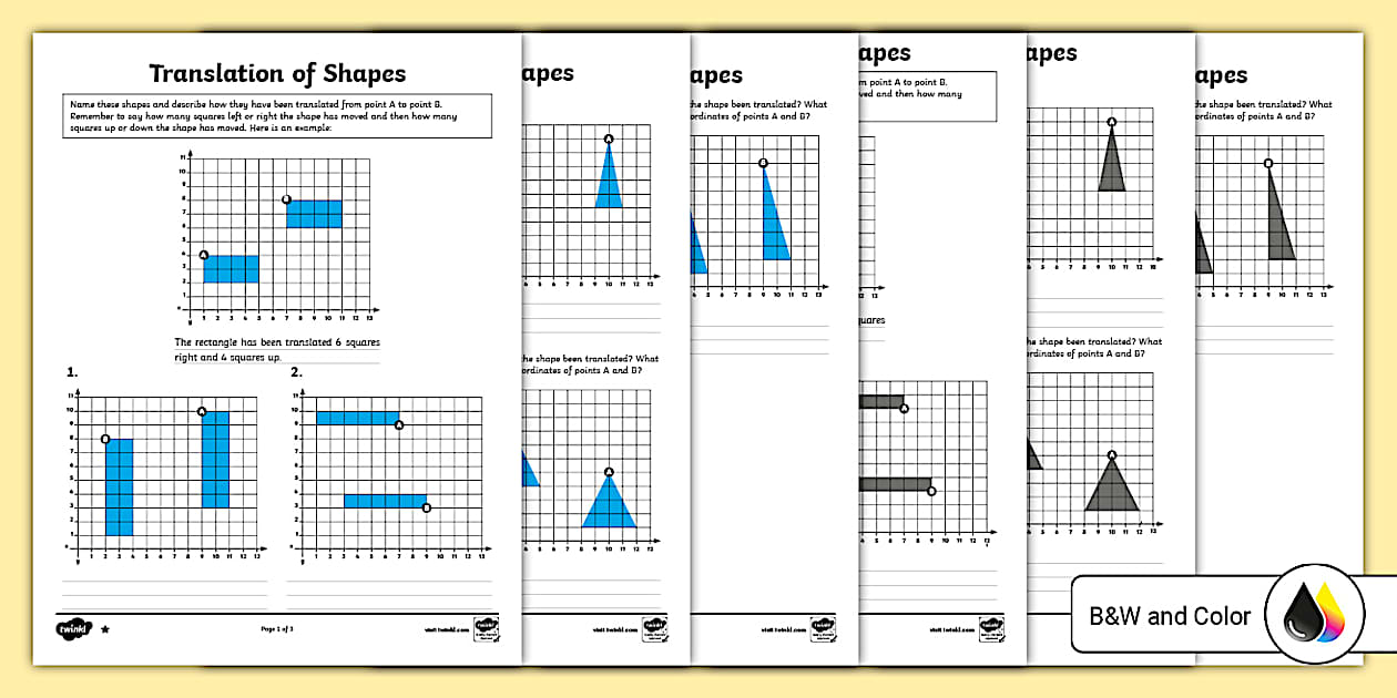 Shapes Translation Worksheet for 3rd5th Grade Twinkl