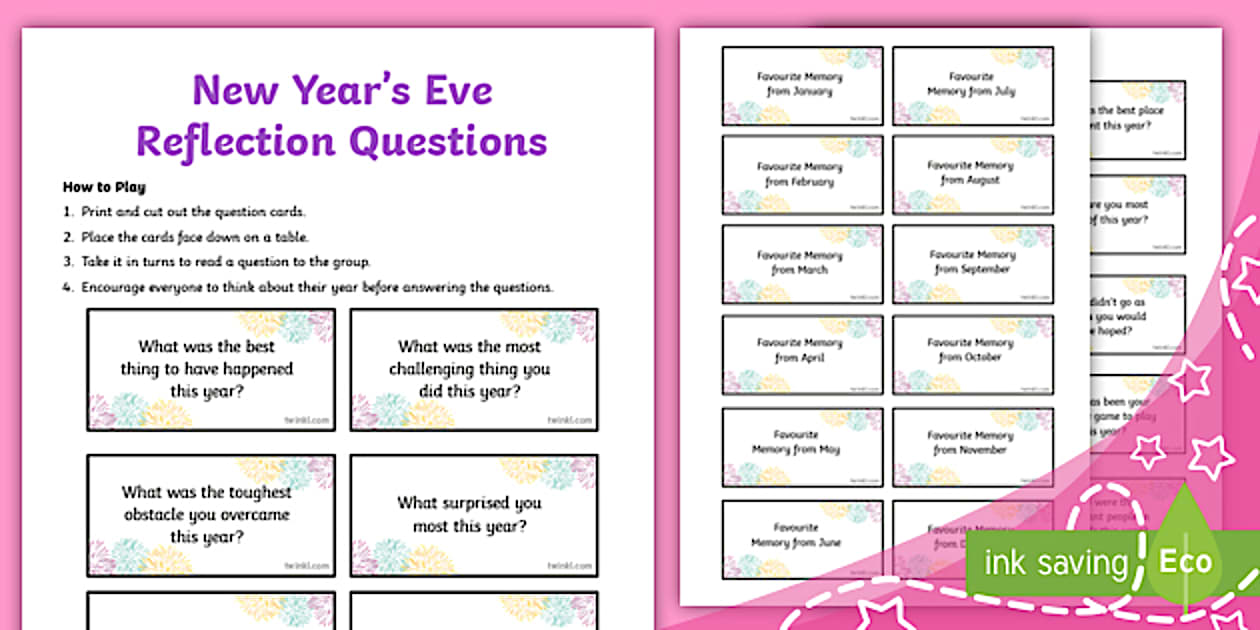 Editable New Year's Eve Reflection Questions - Twinkl