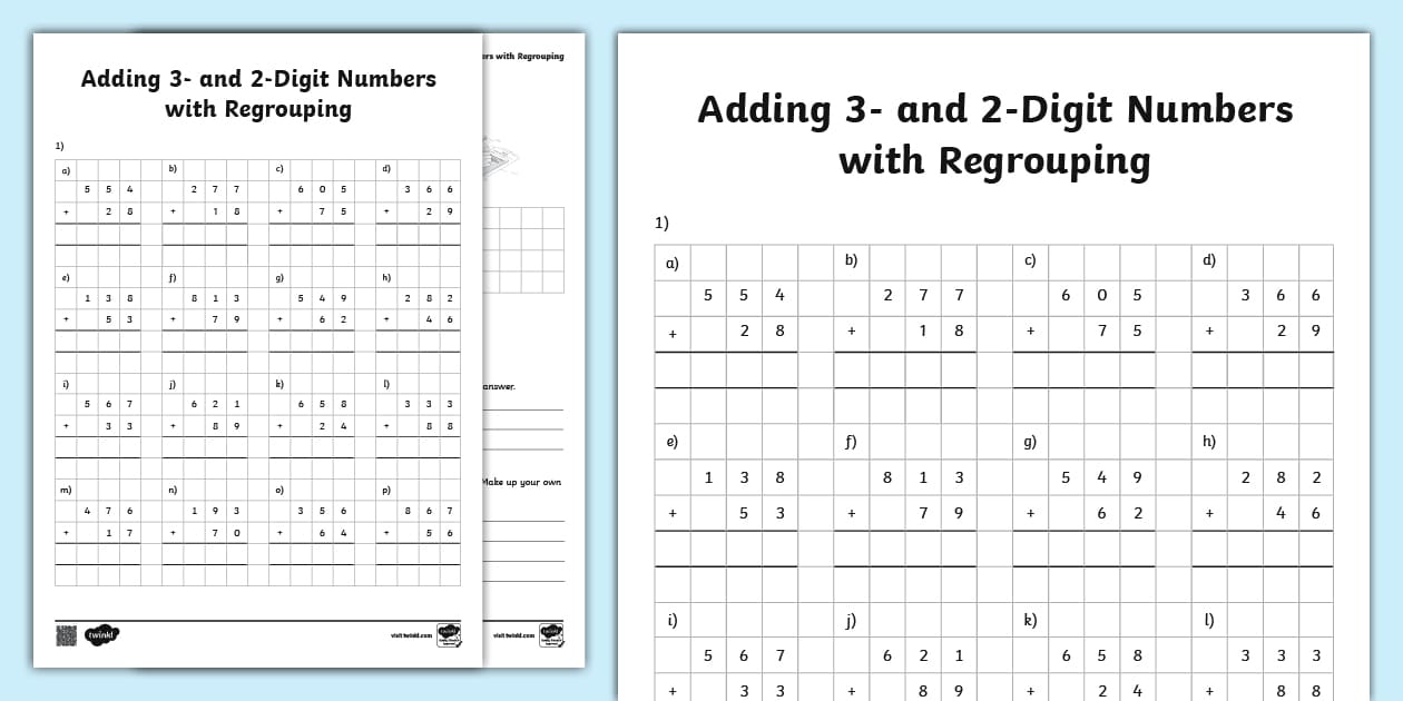 👉 Yr 3 Adding 3 & 2-Digit Numbers in a Column with Regrouping
