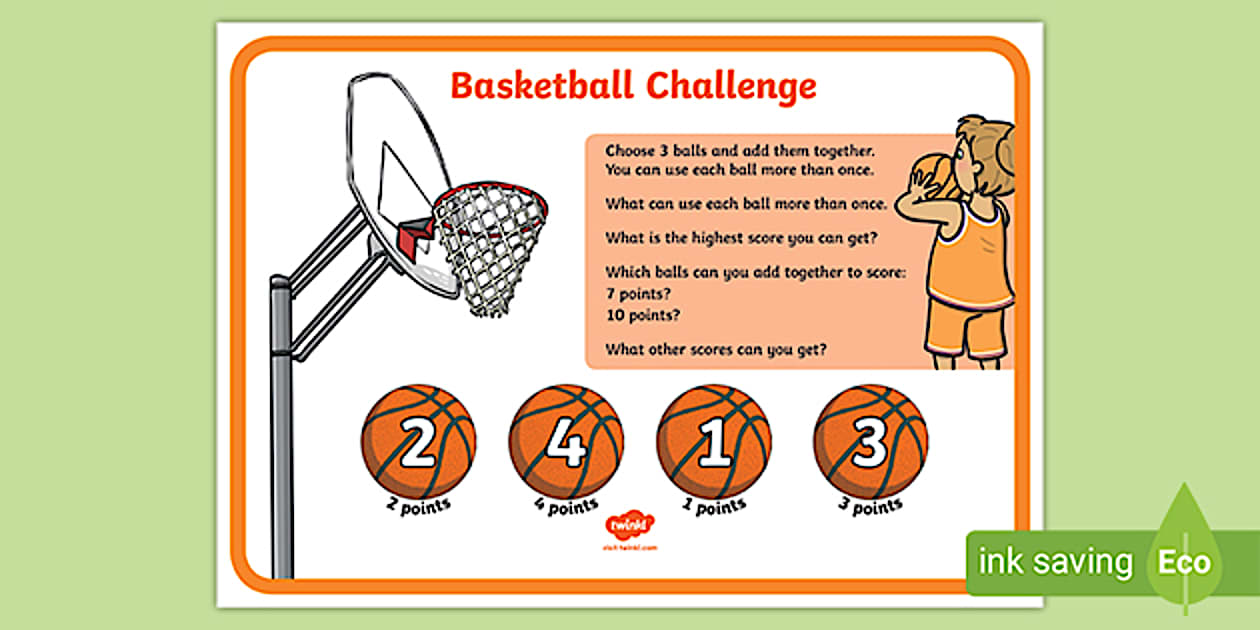 A4 KS1 Basketball Maths Challenge Poster (teacher made)
