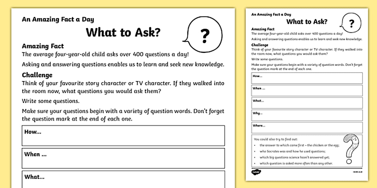 Editable What to Ask? Worksheet (teacher made) - Twinkl