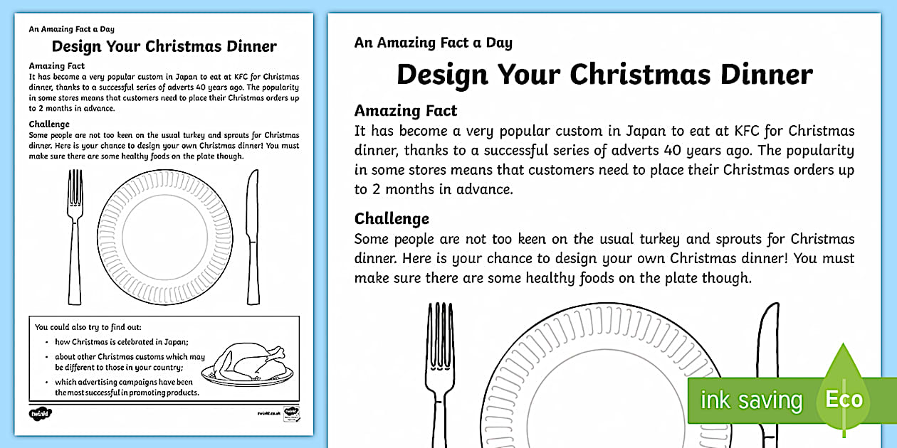 Design Your Christmas Dinner Worksheet / Worksheet - Twinkl