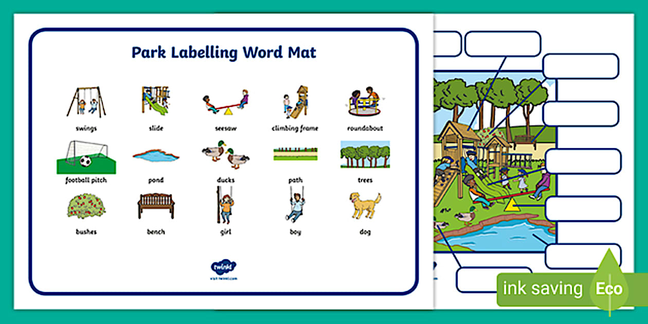 Park Labelling Worksheet (teacher made) - Twinkl