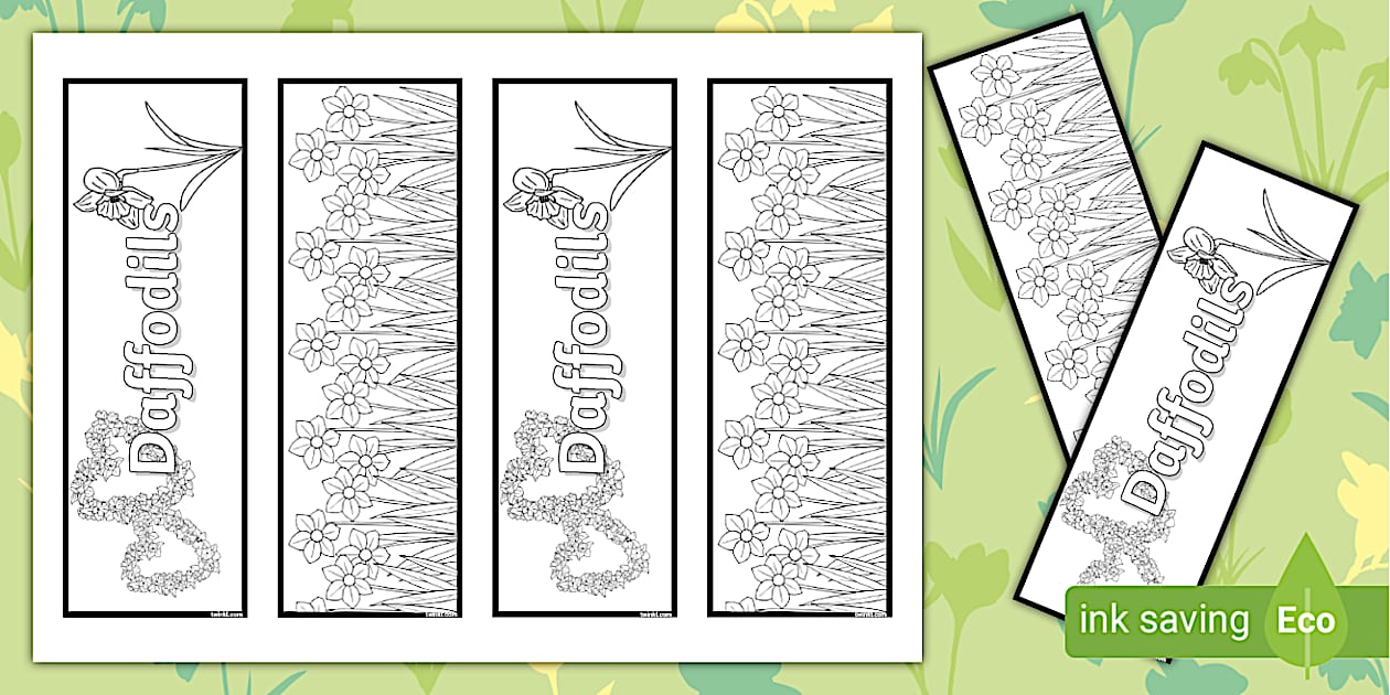 Daffodil Colouring Bookmarks (Hecho por educadores) - Twinkl
