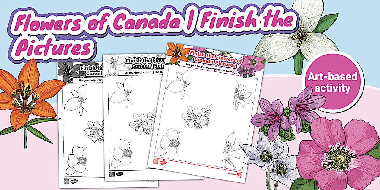 Finish the Flowers of Canada Pictures Worksheet