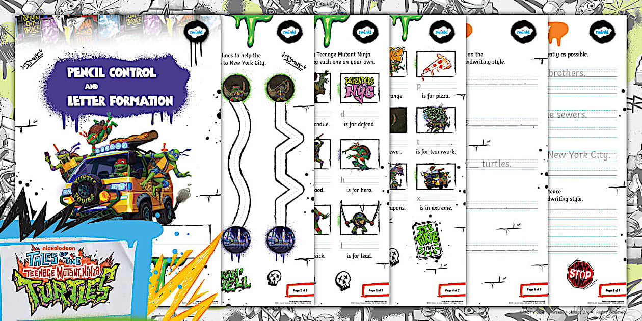 TMNT: Pencil Control and Letter Formation Activity Booklet