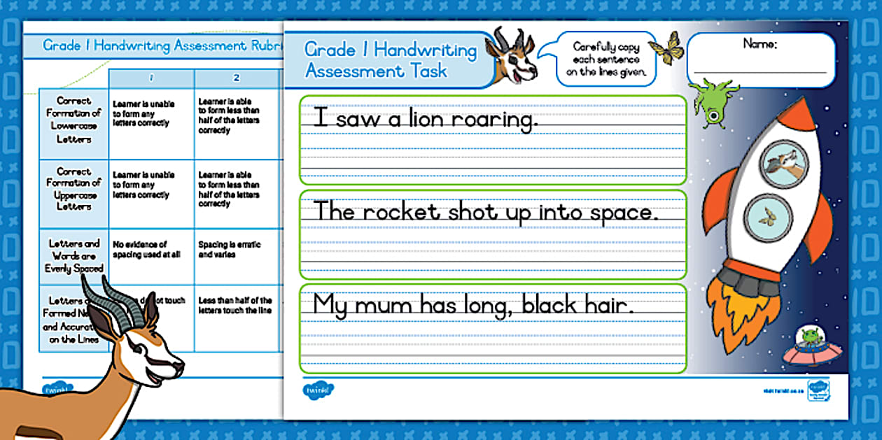 Grade 1 Handwriting Assessment Task and Rubric Twinkl