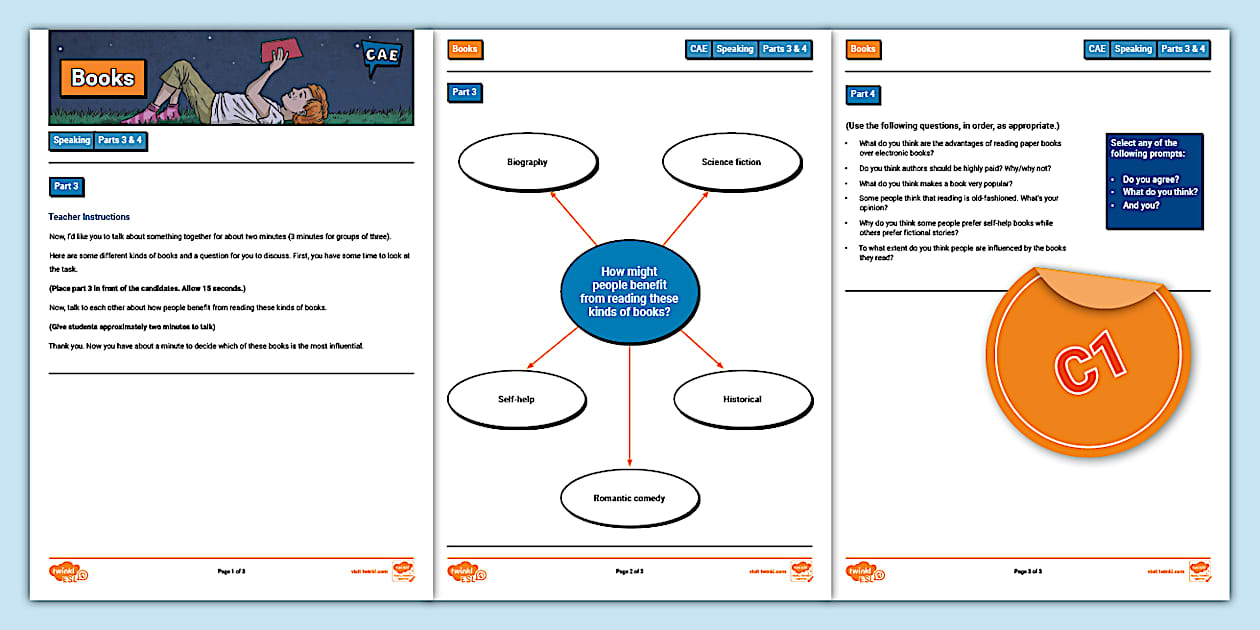 C1 Advanced (CAE) Speaking Exam Practice Part 3 4 Books