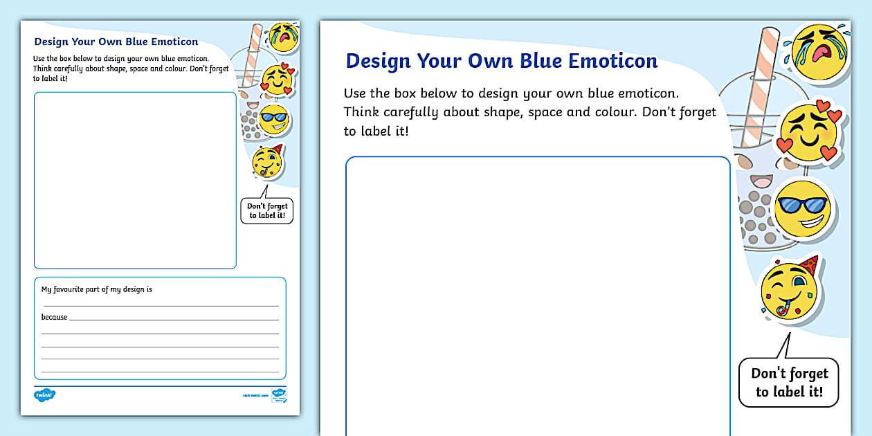 Design Your Own Blue Emoticon Activity