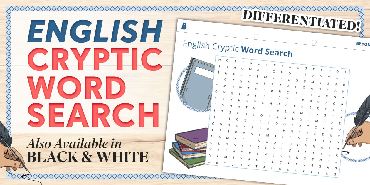 English Cryptic Word Search (teacher made) - Twinkl
