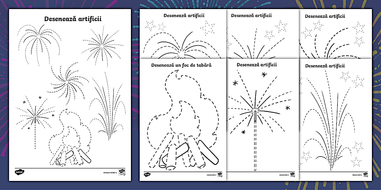 Artificii de Anul Nou – Activitate de trasare după model