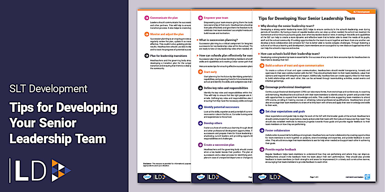 Tips for Developing Your Senior Leadership Team - SLT