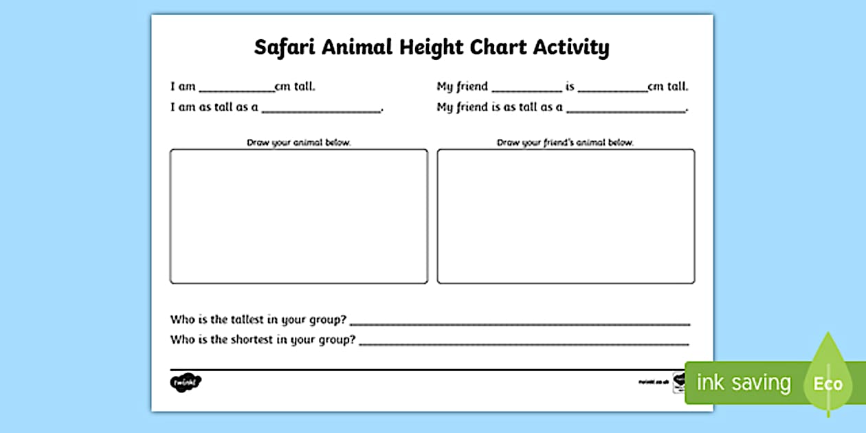 Safari Animal Height Chart Worksheet / Worksheet, worksheet