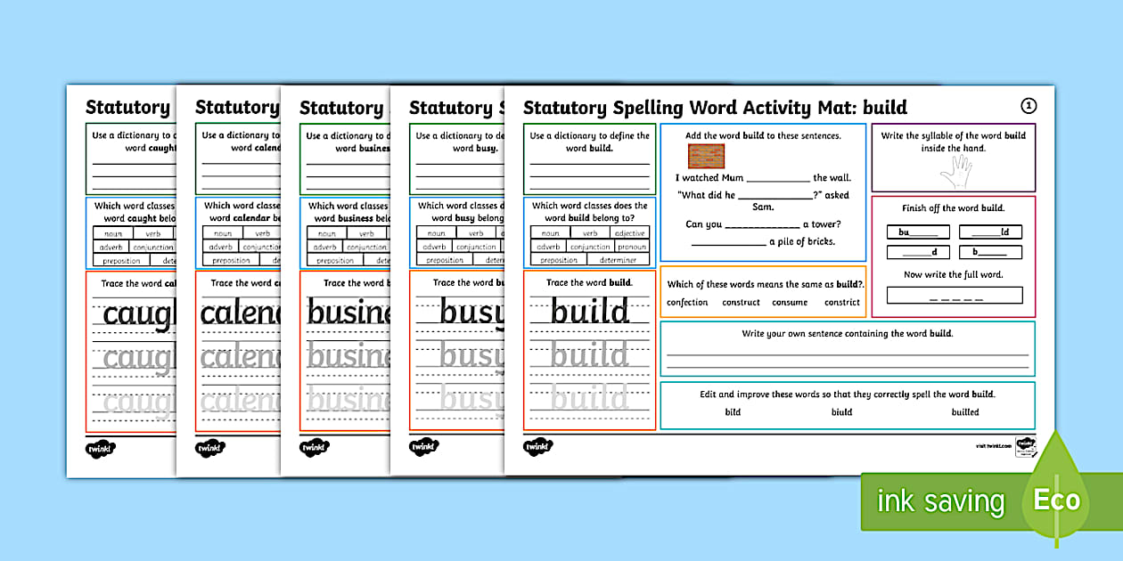 Black and White Year 3 and 4 Statutory Spelling Words Activity Mat Pack 3