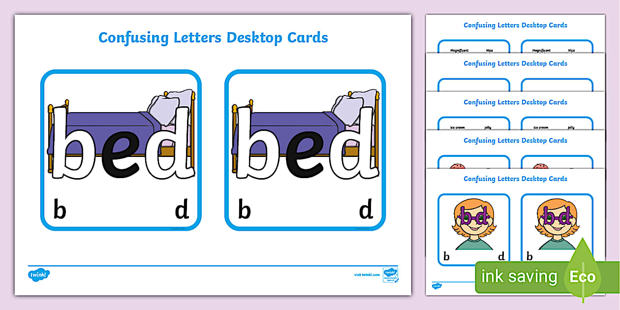 Confusing Letters Desktop Cards (teacher made) - Twinkl