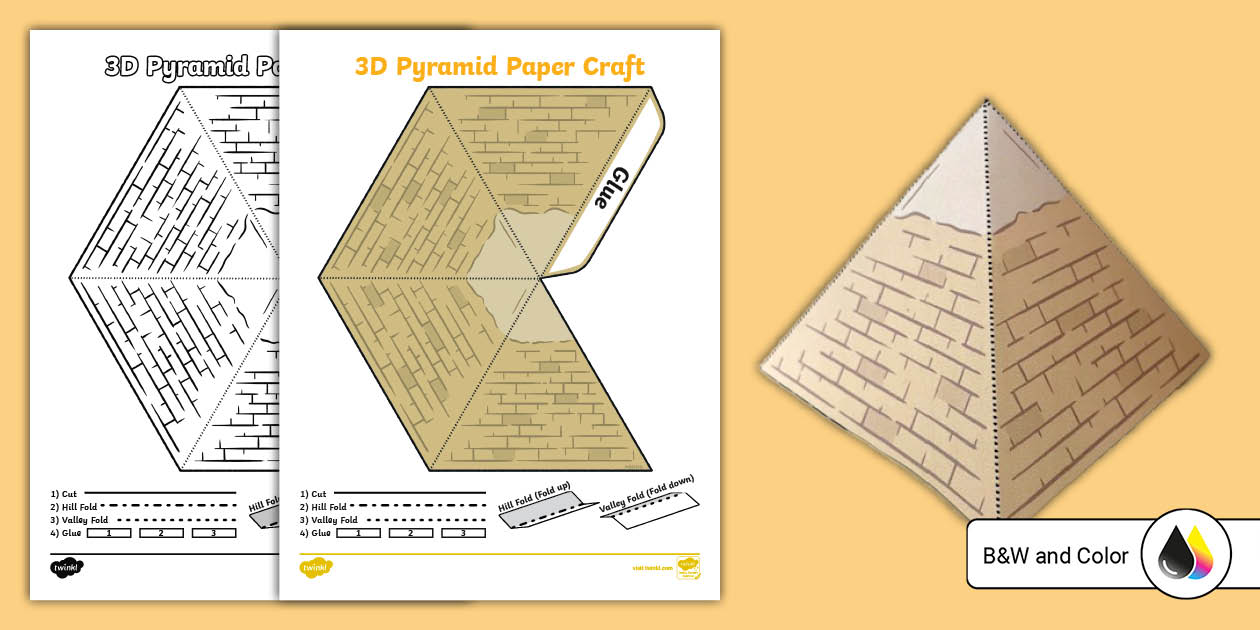 3D Pyramid Paper Craft (teacher made) Twinkl