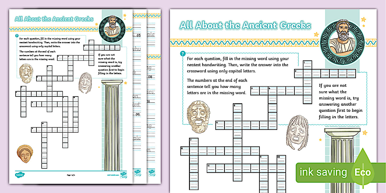 KS2 Handwriting Crossword: All About the Ancient Greeks