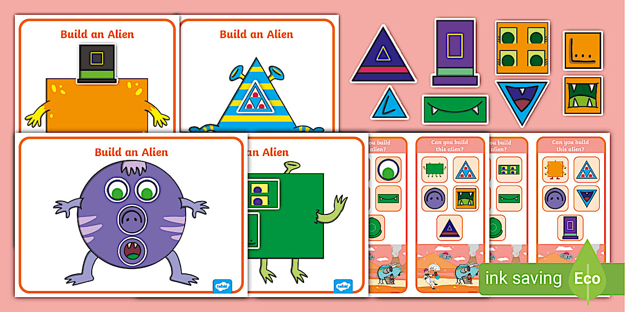👉 Build a 2D Shape Alien Activity (teacher made) - Twinkl