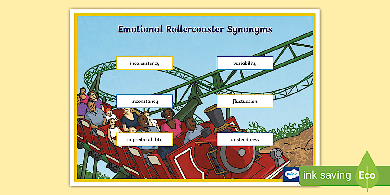 Emotional Rollercoaster Synonyms Word Mat Twinkl
