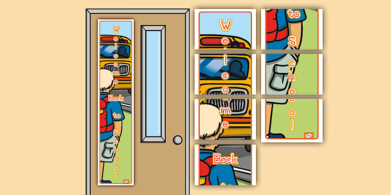 Welcome Back to School - Vertical Door Display Banner CAPS