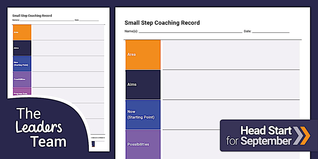 Small Step Coaching Cards: Coaching Record (professor feito)