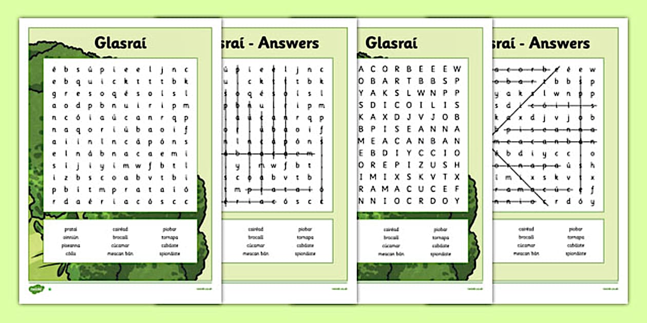 Bia Word Search Glasrai (l'enseignant a fait) - Twinkl