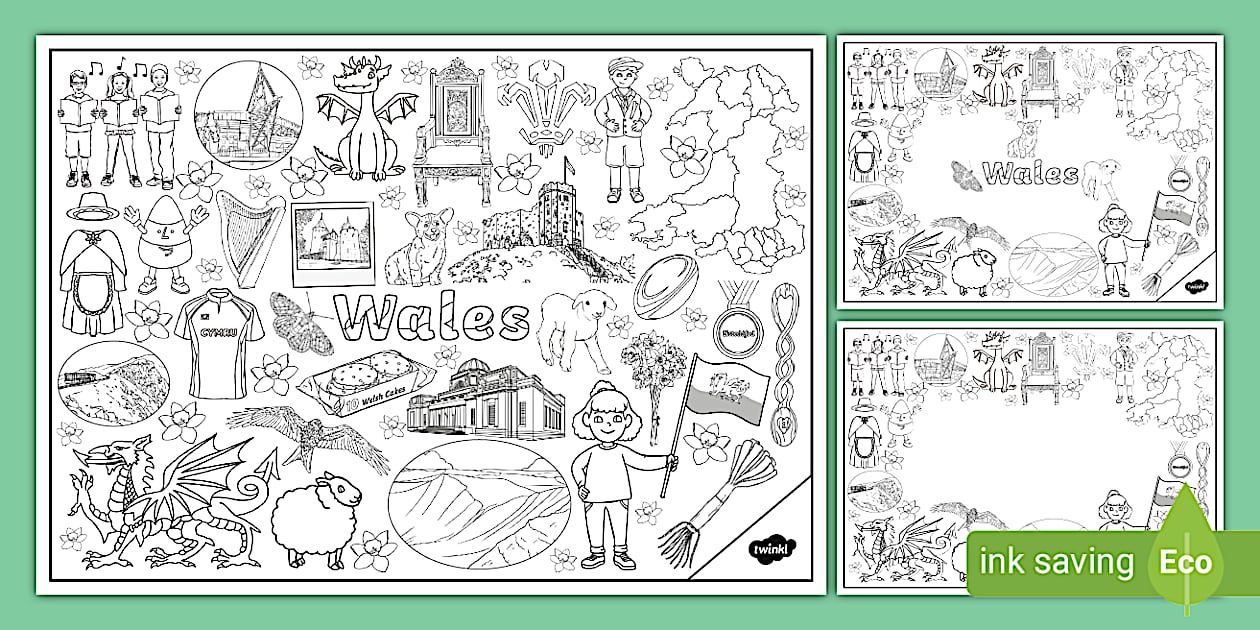 Wales Doodle Colouring Pages (Hecho por educadores) - Twinkl