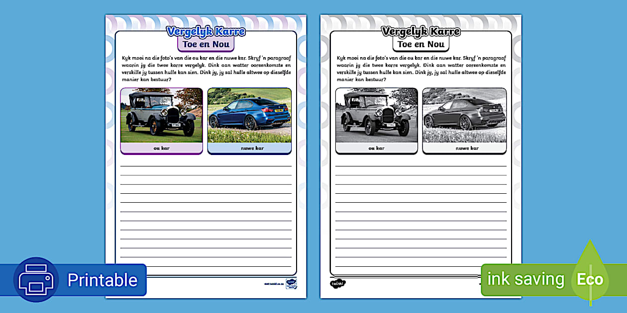 Vergelyk Karre Toe en Nou - Aktiwiteit