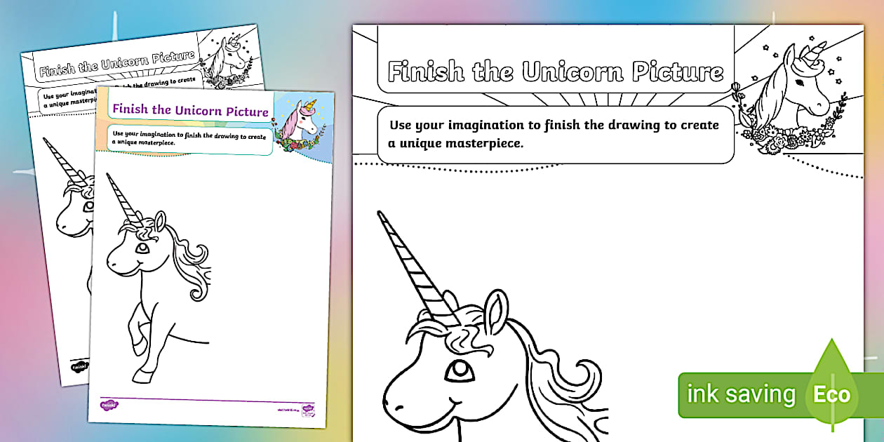 Finish the Unicorn Picture (Hecho por educadores) - Twinkl