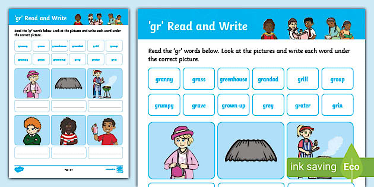 'gr' Read and Write Activity Sheets (teacher made) - Twinkl