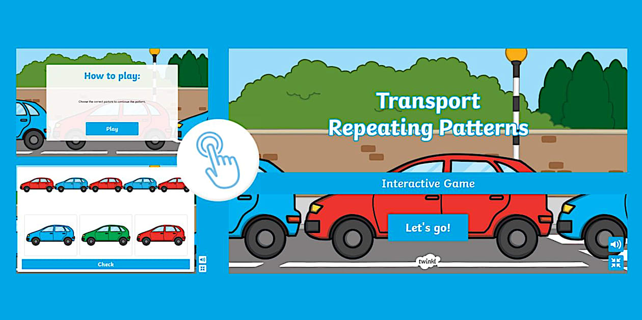 👉 Interactive Transport Repeating Patterns Game | Twinkl EYFS