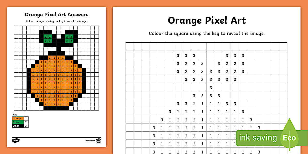 Orange Pixel Art Template (Hecho por educadores) - Twinkl