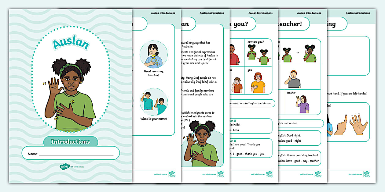 Auslan Booklet - Introductions (teacher made) - Twinkl