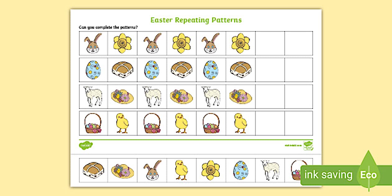 Black and White Easter Repeating Patterns Activity - Twinkl
