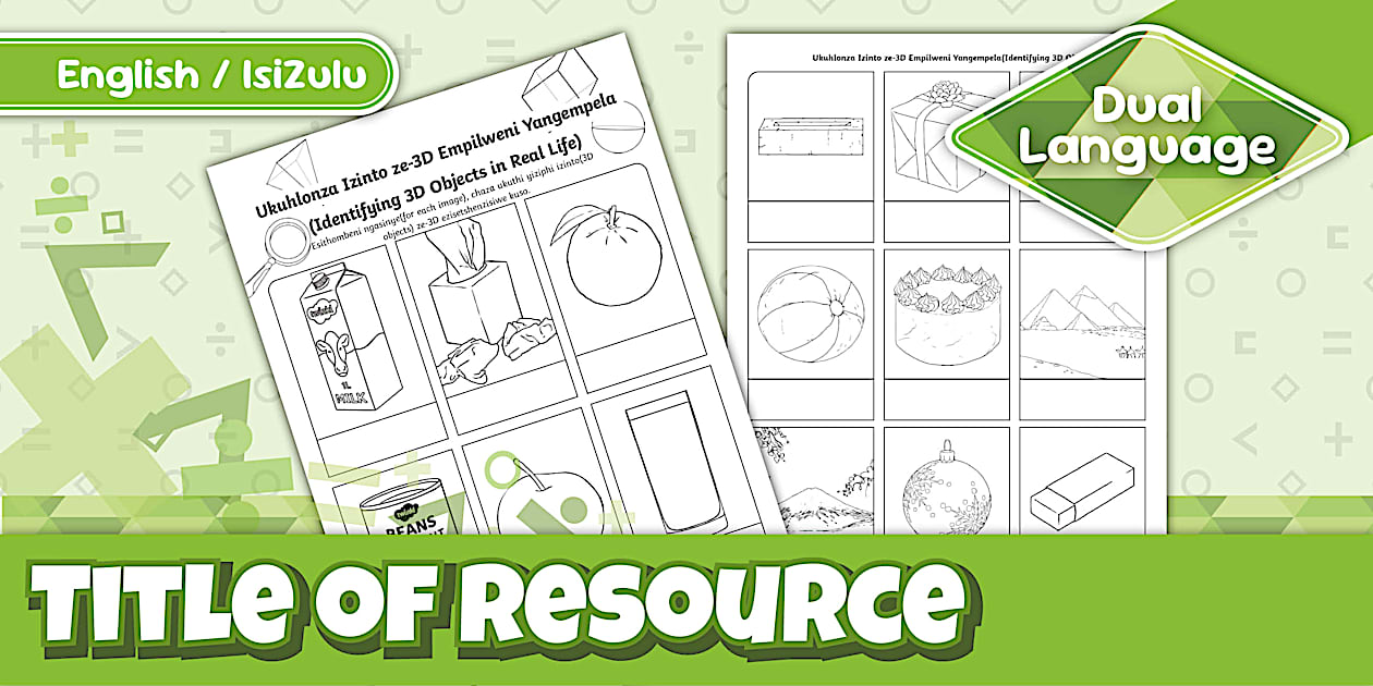 Identifying 3-D Objects in Real-Life Activity Sheet