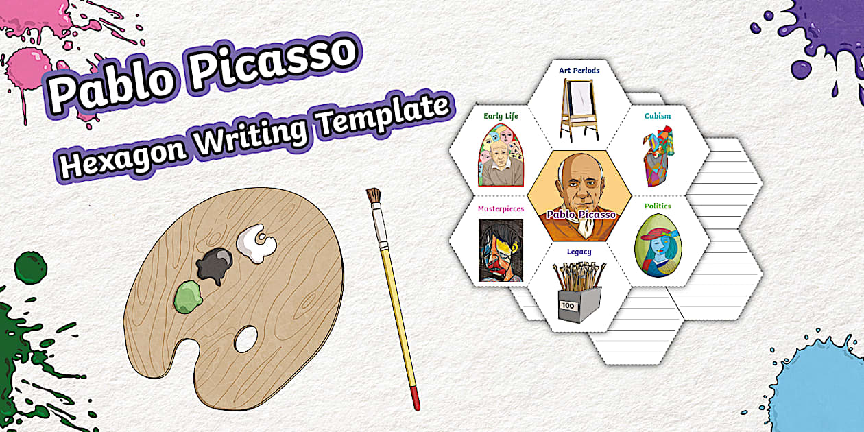 Pablo Picasso Hexagon Writing Template (teacher made)