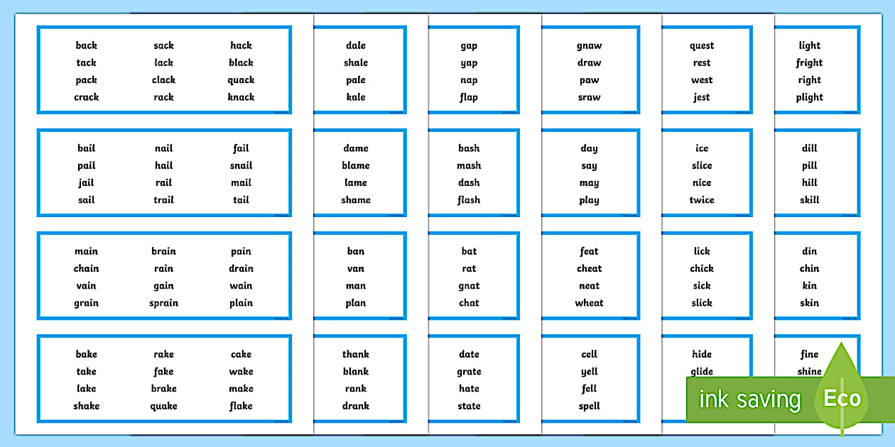 Editable Rhyming Word Cards (l'enseignant a fait) - Twinkl