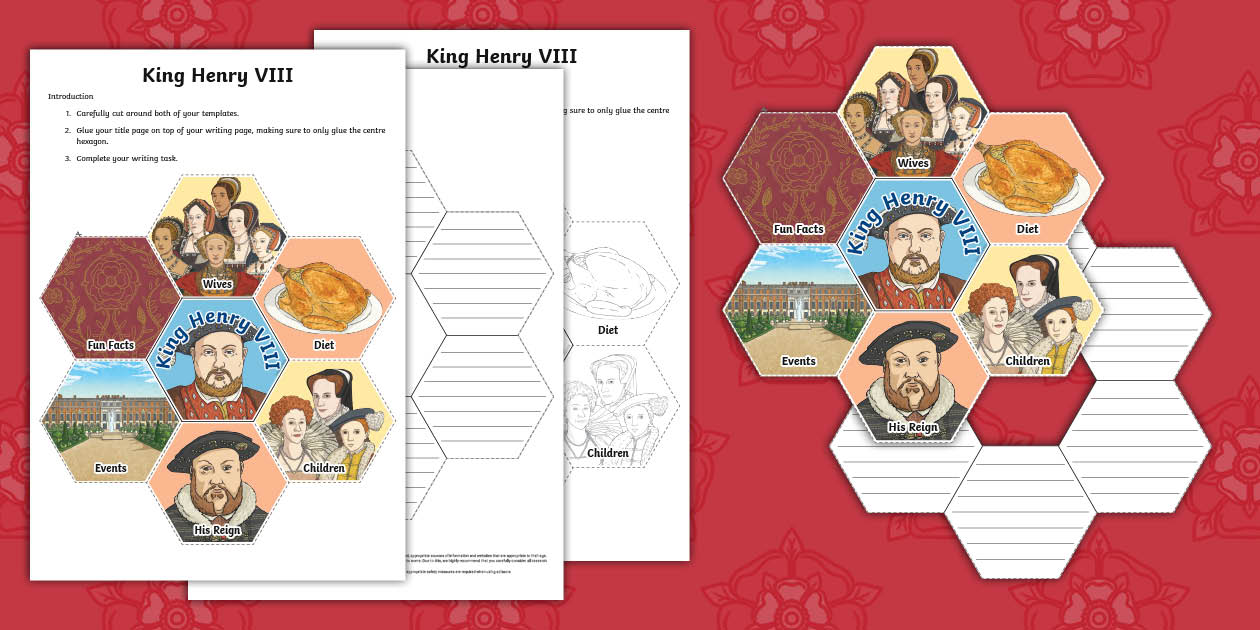 King Henry VIII Hexagon Writing Template - Twinkl