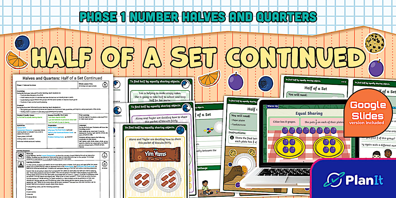 Rational Numbers: Halves and Quarters (Half of a Set Continued)