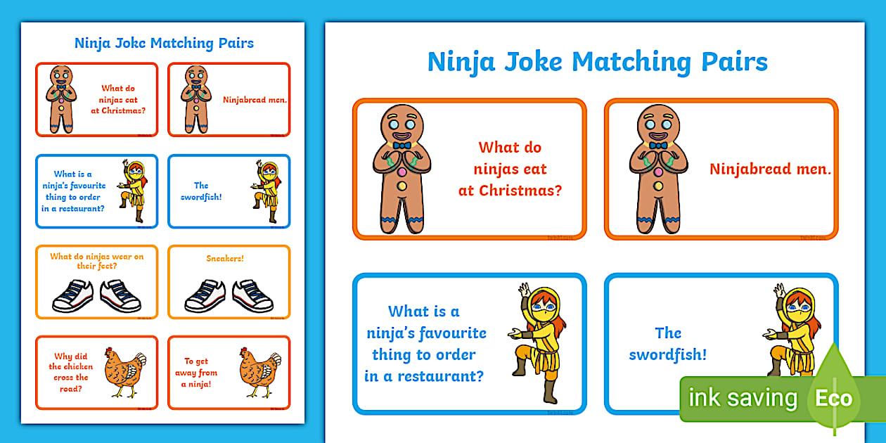 Ninja Joke Matching Pairs (teacher made) - Twinkl